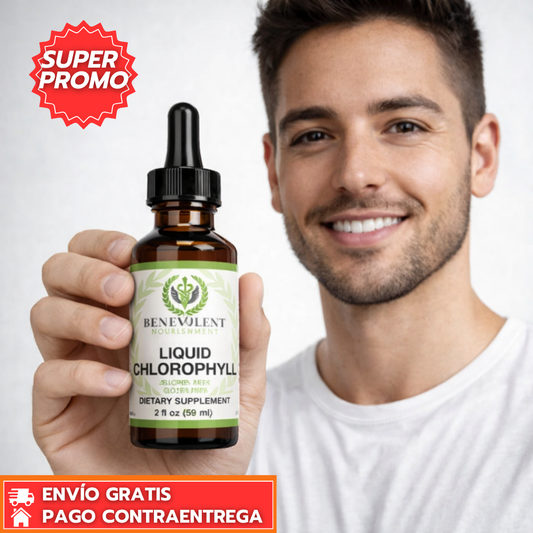 Clorofila Vital™: Suplemento líquido con clorofila y menta que apoya la desintoxicación y aporta frescura diaria.