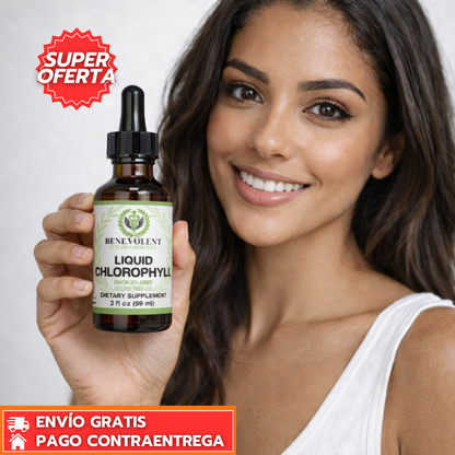 Clorofila Vital™: Suplemento líquido con clorofila y menta que apoya la desintoxicación y aporta frescura diaria.