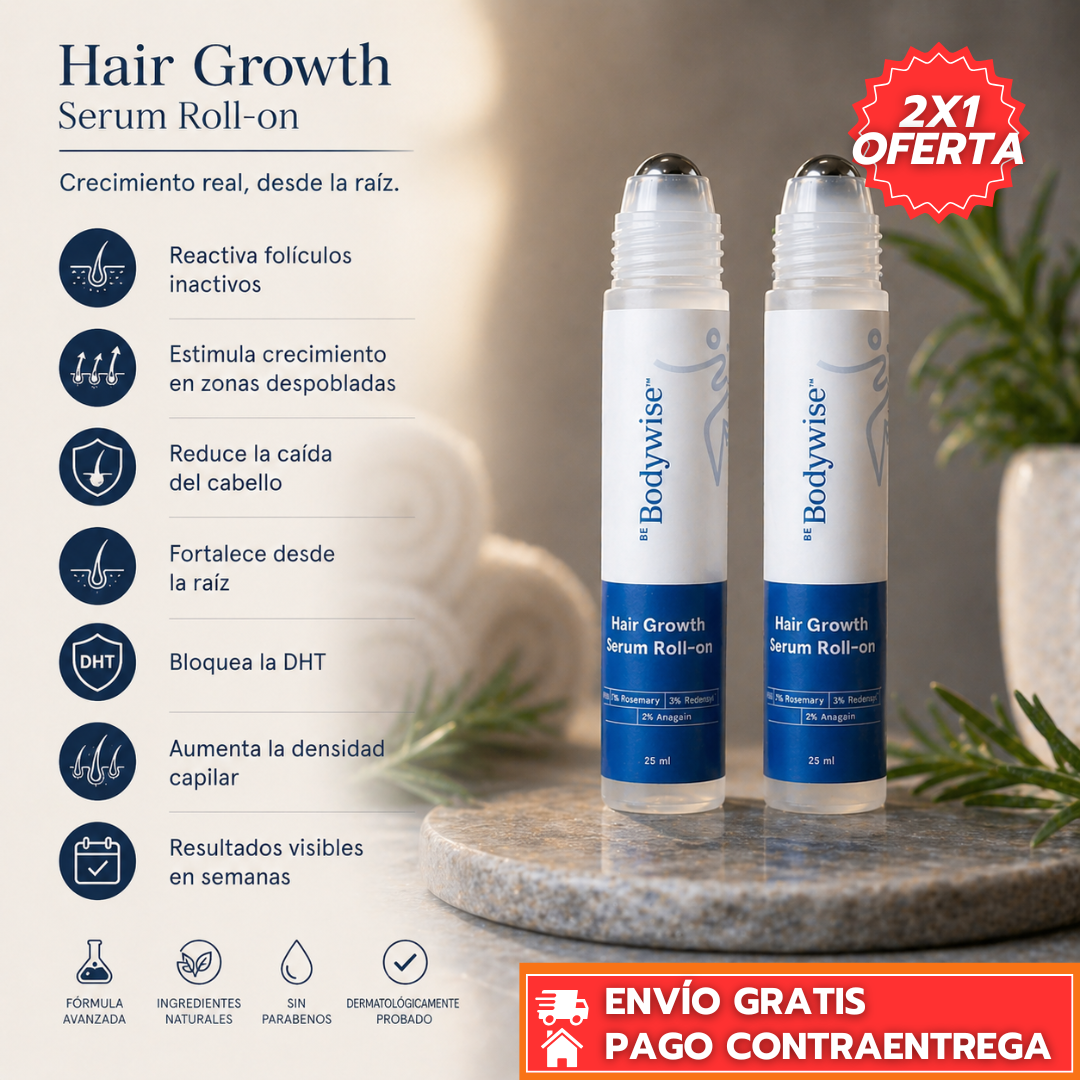 Oferta Especial 2x1 - Bodywise™: Suero capilar que estimula el crecimiento y Fortalece la Raiz.