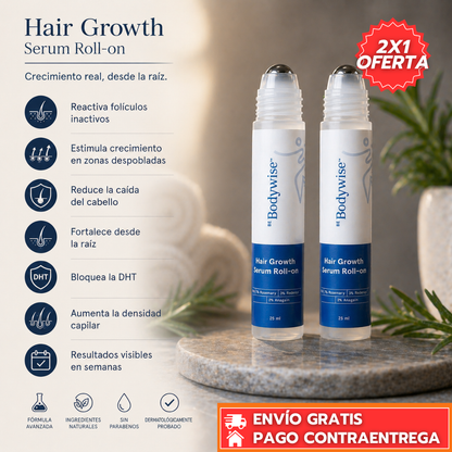 Oferta Especial 2x1 - Bodywise™: Suero capilar que estimula el crecimiento y Fortalece la Raiz.
